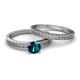 4 - Janina Classic Blue Diamond Solitaire Bridal Set Ring 