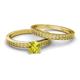 4 - Janina Classic Yellow Diamond Solitaire Bridal Set Ring 