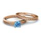 4 - Janina Classic Blue Topaz Solitaire Bridal Set Ring 