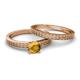 4 - Janina Classic Citrine Solitaire Bridal Set Ring 