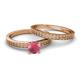 4 - Janina Classic Rhodolite Garnet Solitaire Bridal Set Ring 