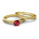 4 - Janina Classic Ruby Solitaire Bridal Set Ring 