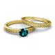 4 - Janina Classic Blue Diamond Solitaire Bridal Set Ring 