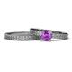 1 - Janina Classic Amethyst Solitaire Bridal Set Ring 