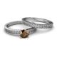 4 - Janina Classic Smoky Quartz Solitaire Bridal Set Ring 