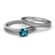 4 - Janina Classic London Blue Topaz Solitaire Bridal Set Ring 