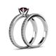 5 - Janina Classic Red Garnet Solitaire Bridal Set Ring 