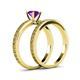 5 - Janina Classic Amethyst Solitaire Bridal Set Ring 