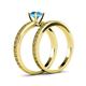 5 - Janina Classic Blue Topaz Solitaire Bridal Set Ring 