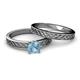 4 - Maren Classic Aquamarine Solitaire Bridal Set Ring 