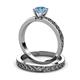 3 - Maren Classic Blue Topaz Solitaire Bridal Set Ring 