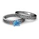 4 - Maren Classic Blue Topaz Solitaire Bridal Set Ring 