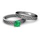 4 - Maren Classic Emerald Solitaire Bridal Set Ring 