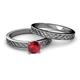 4 - Maren Classic Ruby Solitaire Bridal Set Ring 