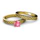 4 - Maren Classic Pink Tourmaline Solitaire Bridal Set Ring 