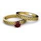 4 - Maren Classic Red Garnet Solitaire Bridal Set Ring 