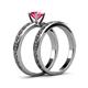 5 - Maren Classic Pink Tourmaline Solitaire Bridal Set Ring 