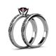 5 - Maren Classic Red Garnet Solitaire Bridal Set Ring 