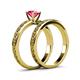 5 - Maren Classic Pink Tourmaline Solitaire Bridal Set Ring 