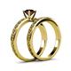 5 - Maren Classic Red Garnet Solitaire Bridal Set Ring 