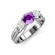 3 - Alyssa Amethyst and White Sapphire Three Stone Engagement Ring 