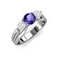 3 - Alyssa Iolite and White Sapphire Three Stone Engagement Ring 