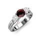 3 - Alyssa Red Garnet and White Sapphire Three Stone Engagement Ring 