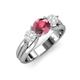 3 - Alyssa Rhodolite Garnet and White Sapphire Three Stone Engagement Ring 