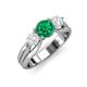 3 - Alyssa Emerald and White Sapphire Three Stone Engagement Ring 
