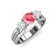 3 - Alyssa Pink Tourmaline and White Sapphire Three Stone Engagement Ring 