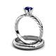 4 - Eudora Classic Blue Sapphire Solitaire Bridal Set Ring 