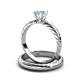 4 - Eudora Classic Aquamarine Solitaire Bridal Set Ring 