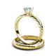 4 - Eudora Classic Aquamarine Solitaire Bridal Set Ring 