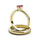 4 - Eudora Classic Pink Tourmaline Solitaire Bridal Set Ring 