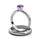 4 - Eudora Classic Amethyst Solitaire Bridal Set Ring 