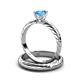 4 - Eudora Classic Blue Topaz Solitaire Bridal Set Ring 