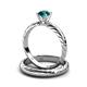 4 - Eudora Classic Blue Diamond Solitaire Bridal Set Ring 