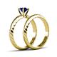 5 - Eudora Classic Blue Sapphire Solitaire Bridal Set Ring 