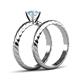 5 - Eudora Classic Aquamarine Solitaire Bridal Set Ring 