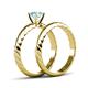 5 - Eudora Classic Aquamarine Solitaire Bridal Set Ring 
