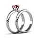 5 - Eudora Classic Pink Tourmaline Solitaire Bridal Set Ring 