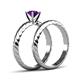 5 - Eudora Classic Amethyst Solitaire Bridal Set Ring 
