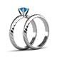 5 - Eudora Classic Blue Topaz Solitaire Bridal Set Ring 