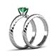 5 - Eudora Classic Emerald Solitaire Bridal Set Ring 