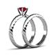 5 - Eudora Classic Ruby Solitaire Bridal Set Ring 
