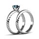 5 - Eudora Classic London Blue Topaz Solitaire Bridal Set Ring 