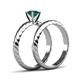 5 - Eudora Classic Blue Diamond Solitaire Bridal Set Ring 