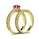 5 - Florie Classic Ruby Solitaire Bridal Set Ring 