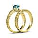 5 - Florie Classic London Blue Topaz Solitaire Bridal Set Ring 