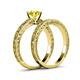 5 - Florie Classic Yellow Diamond Solitaire Bridal Set Ring 